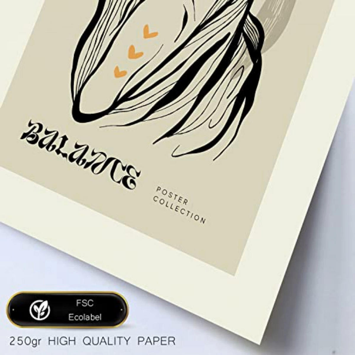POSTER Set Mit 6 In Schwarzer Tinte Freundschaft Kunstdrucke Im Skizzenstil Für Innenarchitektur A3 & A4 Weißer Rahmen - Weiß, Papier (29/3cm) - Nacnic