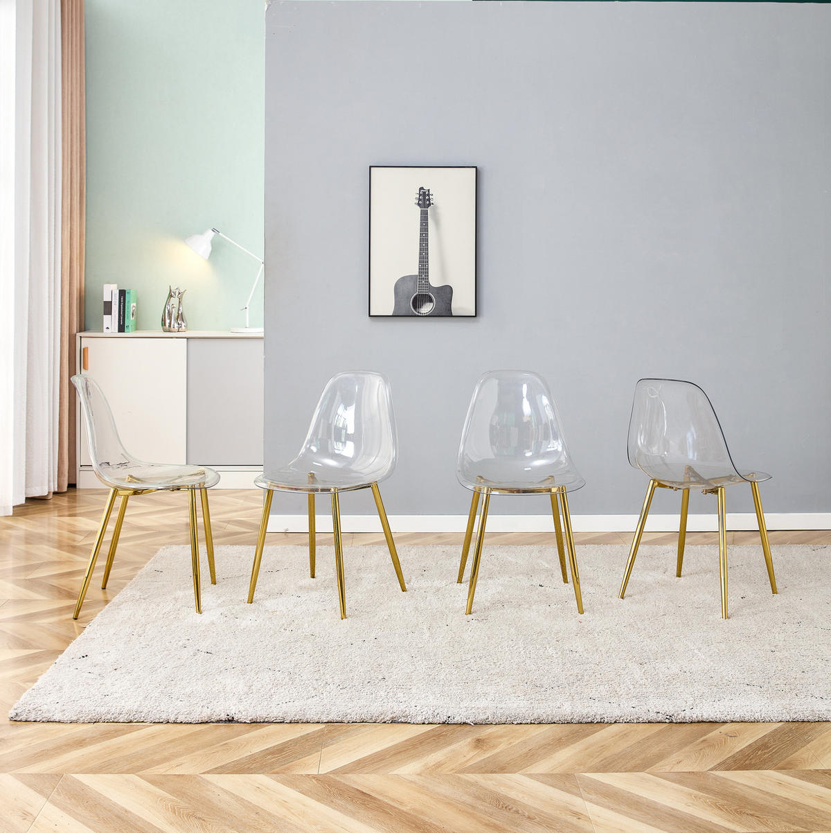 ESSZIMMERSTUHL 4er-Set 83 cm Kunststoff Transparent mit Metallbeinen Gold - Goldfarben, Metall (45.7/83/44cm) - Meubliv