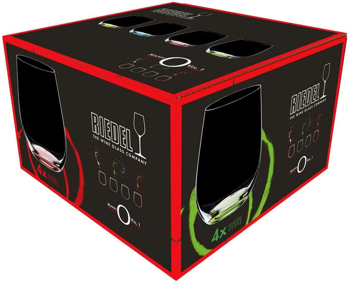 WEISSWEINGLAS O Happy, hochwertiges Glas, 320 ml, 4 verschiedene Farben, 4er Set - Transparent, Glas (0.32L) - Riedel