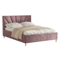 POLSTERBETT AINA 140x200 cm French Velvet 682, 34 Holzlatten, Kopfteil 104 cm - Rosa, Textil (140/200cm) - Lookway