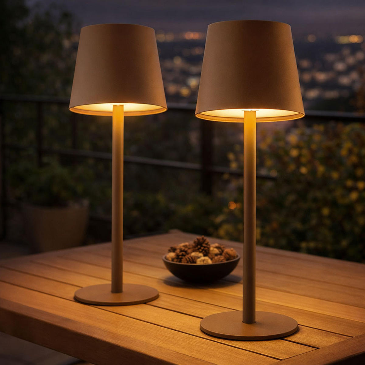 LED TISCHLEUCHTE Braun Touchdimmer Akku - Braun, Metall (10.6/10.6/36cm) - Globo Lighting