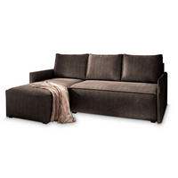 ROHOVÁ SEDAČKA PERUSI hnědá - šedá/hnědá, dřevo/textil (206/143cm) - MASSENO