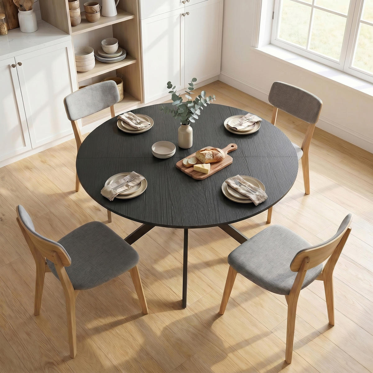 MATBORD, rund, svart, 120/120/75 cm - Svart, Metall (120/120/75cm) - HOMCOM