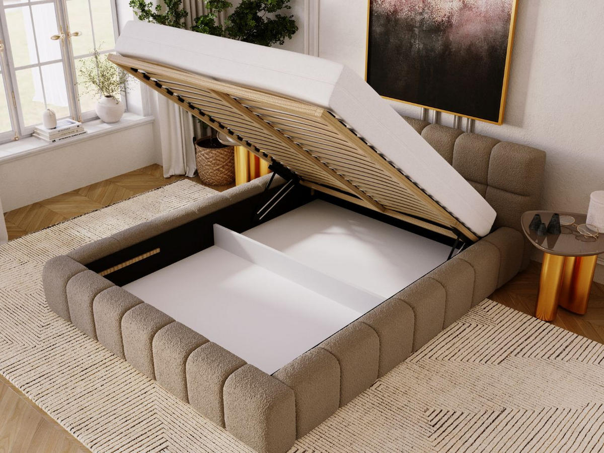 POLSTERBETT Alicante Bouclé-Stoff 180x200 Braun - Braun, Textil (180/200cm) - Graingold