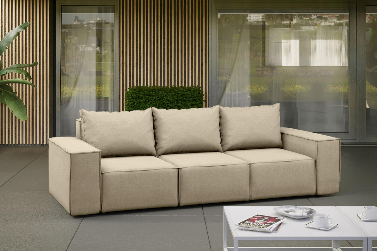 GARTENSOFA 3-Sitzer Für Den Garten SONNE Beige - Beige, Holz (245/73/88cm) - Kaiser Möbel