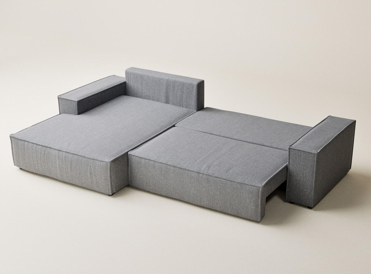 ECKSOFA MIT SCHLAFFUNKTION Maze Grau Webstoff - Schwarz/Grau, Holz/Holzwerkstoff (294/185cm) - Maison de Reve