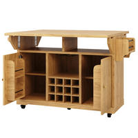 KÜCHENINSEL 142.8/40/95 cm Naturholz mit Stauraum, verstellbaren Böden und Weinflaschenhalter - Eichefarben, Holz (80/95/142.5cm) - Oxeza
