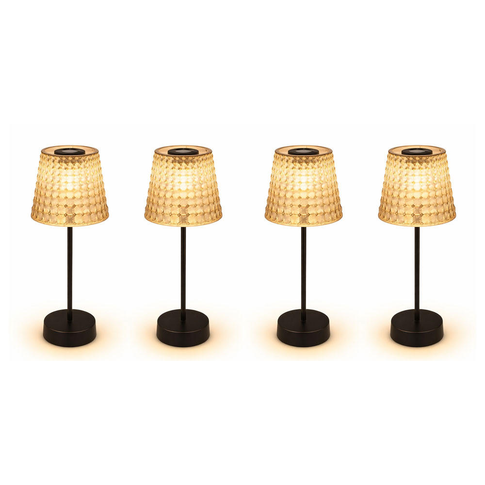 SOLARLEUCHTE LED Kunststoff rauchfarben Tischlampe, 4er Set - Schwarz, Kunststoff (12.5/12.5/29cm) - Globo Lighting