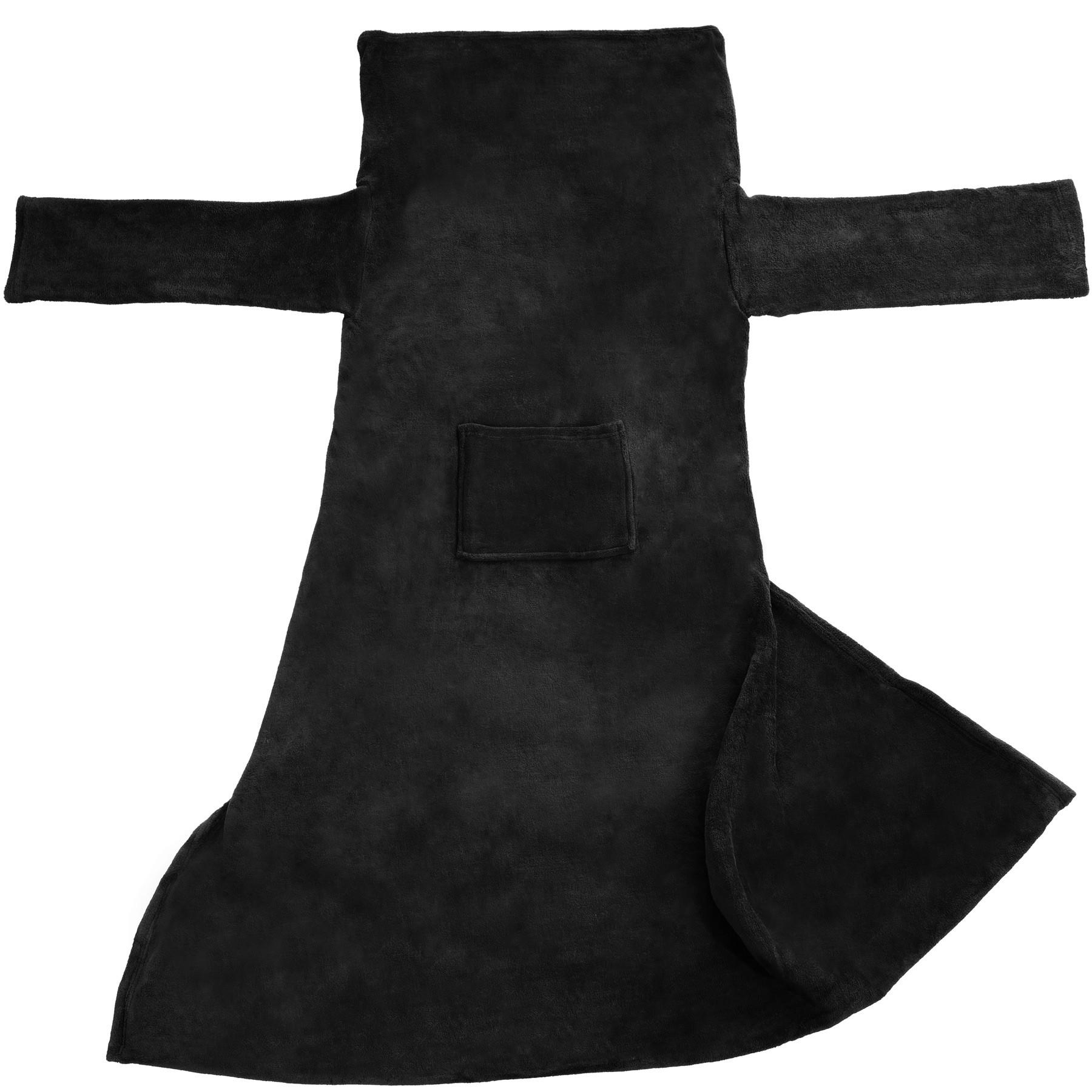 KUSCHELDECKE MIT ÄRMELN ,inklusive Tasche auf der Vorderseite,schwarz - Schwarz, Textil (170/200cm) - tectake