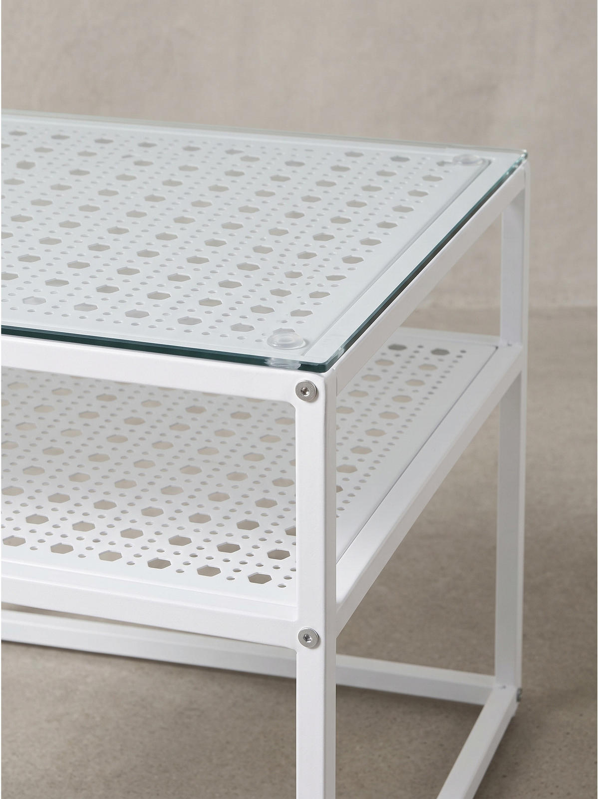 COUCHTISCH ALCUDIA, Einscheibensicherheitsglas, Weiß, 60 x 60 x 45 cm - Weiß, Glas/Metall (60/60/45cm) - KADIMA DESIGN