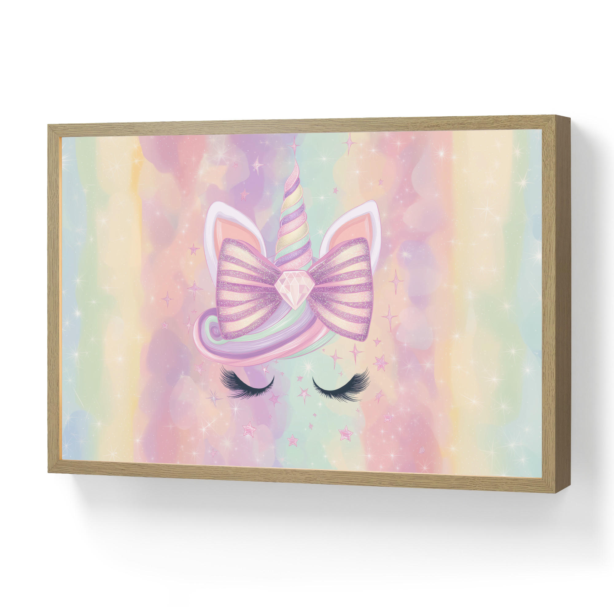 OnlyWow NOČNÁ LAMPA Jednorožec - trblietky - dúha - pastelové farby 60x40 cm