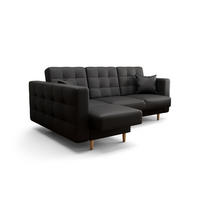 ECKSOFA KONGO RBN12, Eckcouch in L-Form mit Schlaffunktion, Farbe: Schwarz, Kunstleder, Ottomane Links - Schwarz, Textil (225/158cm) - O-Sofa