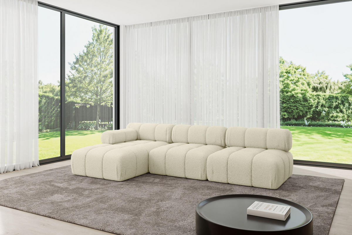 ECKSOFA modulares Sofa Razon-L2 - 285x160x70 cm Beige Bouclé - Beige, Holzwerkstoff/Textil (285/160cm) - ALTDECOR