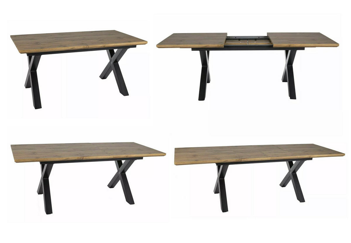 ESSTISCH Xaviero Eiche Artisan / Schwarz 160-240 / 90 / 76cm - Eichefarben/Schwarz, Holz/Metall (90/160/76cm) - Feldmann-Wohnen