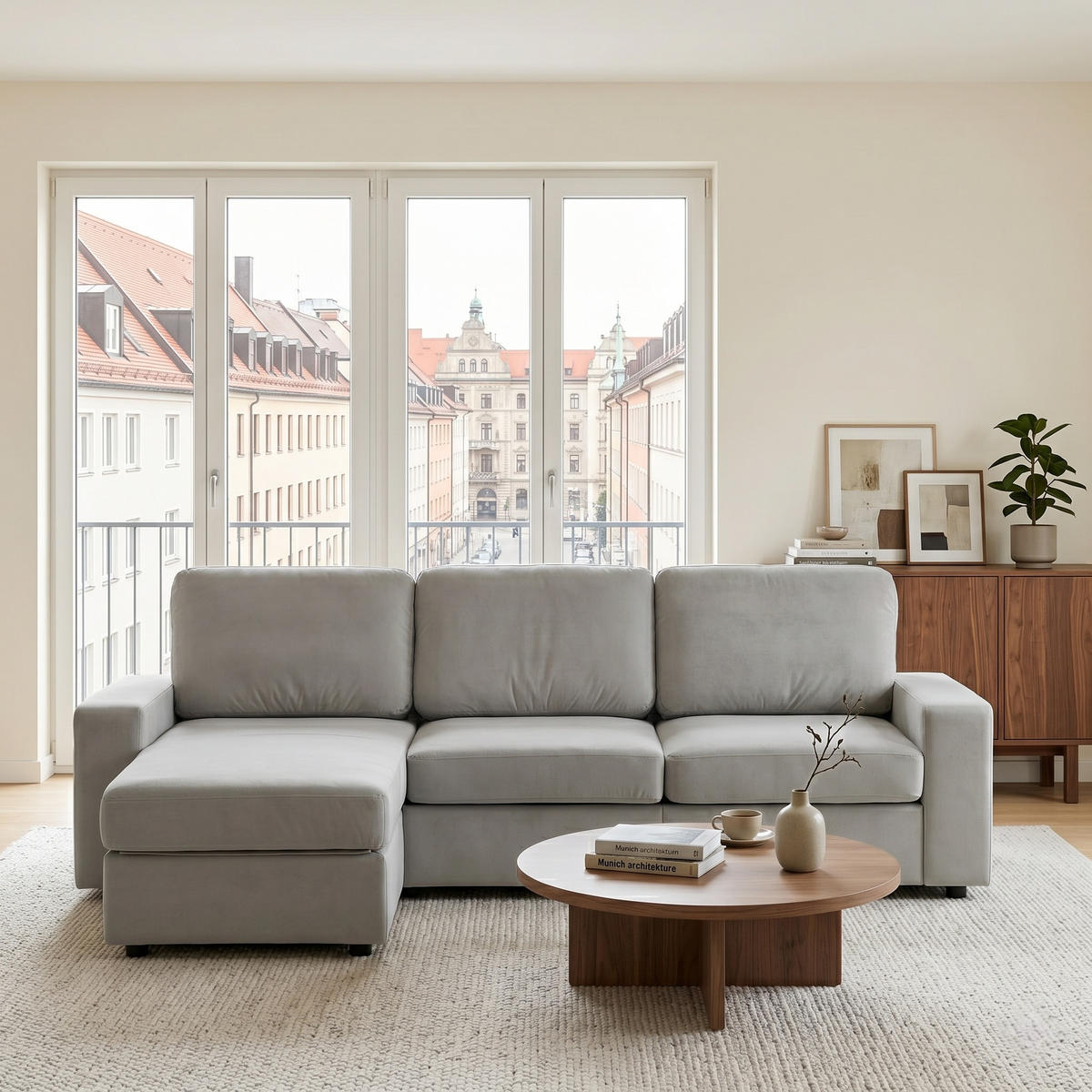 ECKSOFA DE-35065 mit Stauraum Hellgrau - Hellgrau, Metall (150.5/245.5cm) - ComfortXL