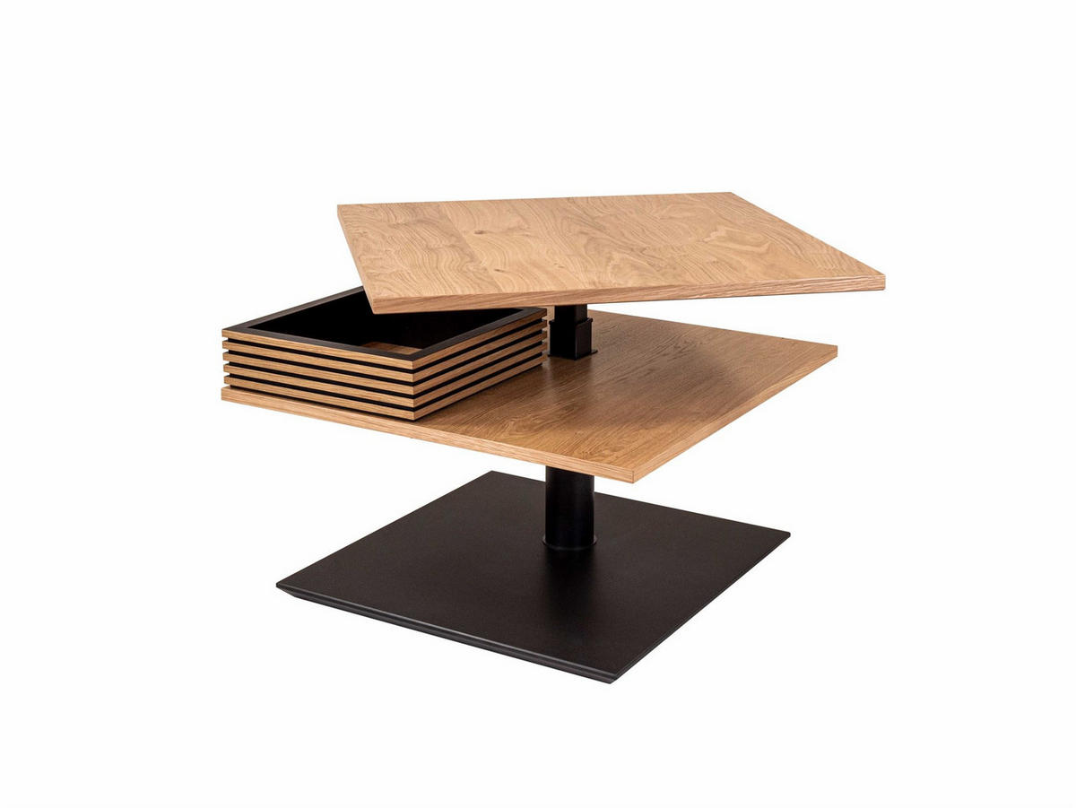 COUCHTISCH höhenverstellbar Clare 70x49x70 Furnier Schwarz/Wildeiche - Wildeiche/Schwarz, Holz (70/70/70cm) - 58aufmkessel