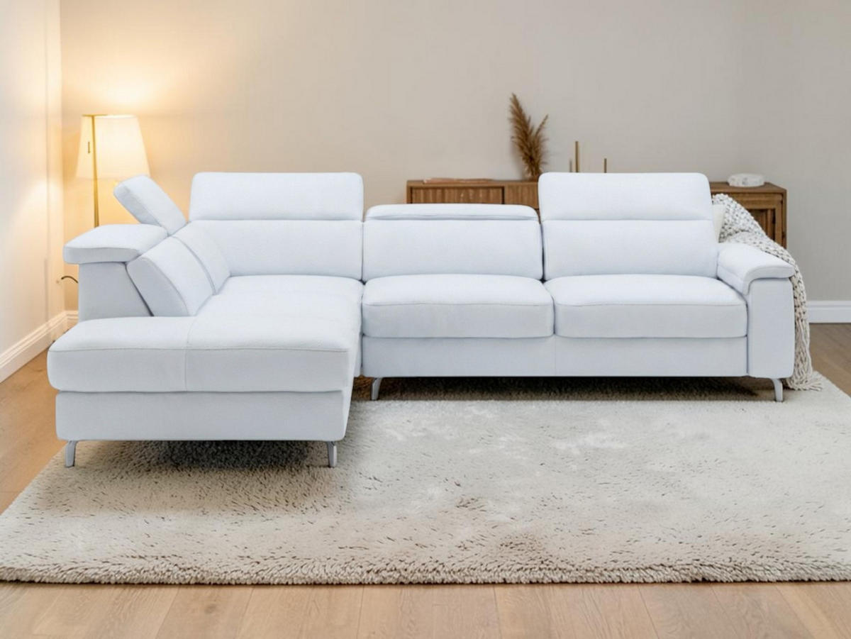 ECKSOFA Ambassador Echtleder Weiß - Weiß, Leder/Metall (224/272cm)