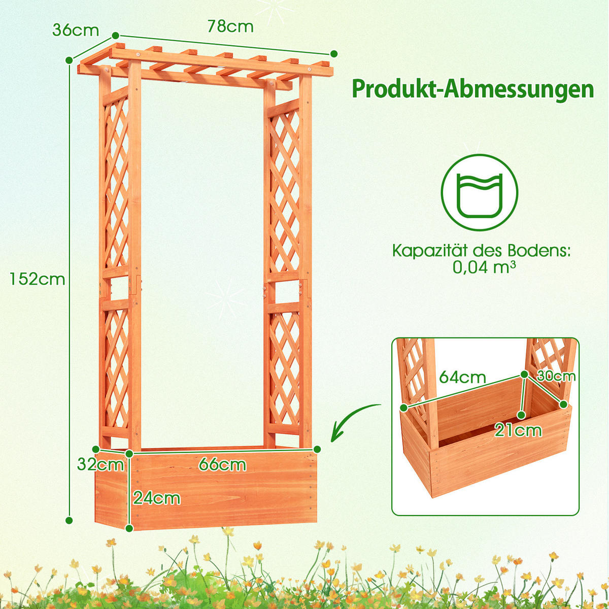 HOCHBEET Orange - Orange, Holz (32/152/66cm) - COSTWAY