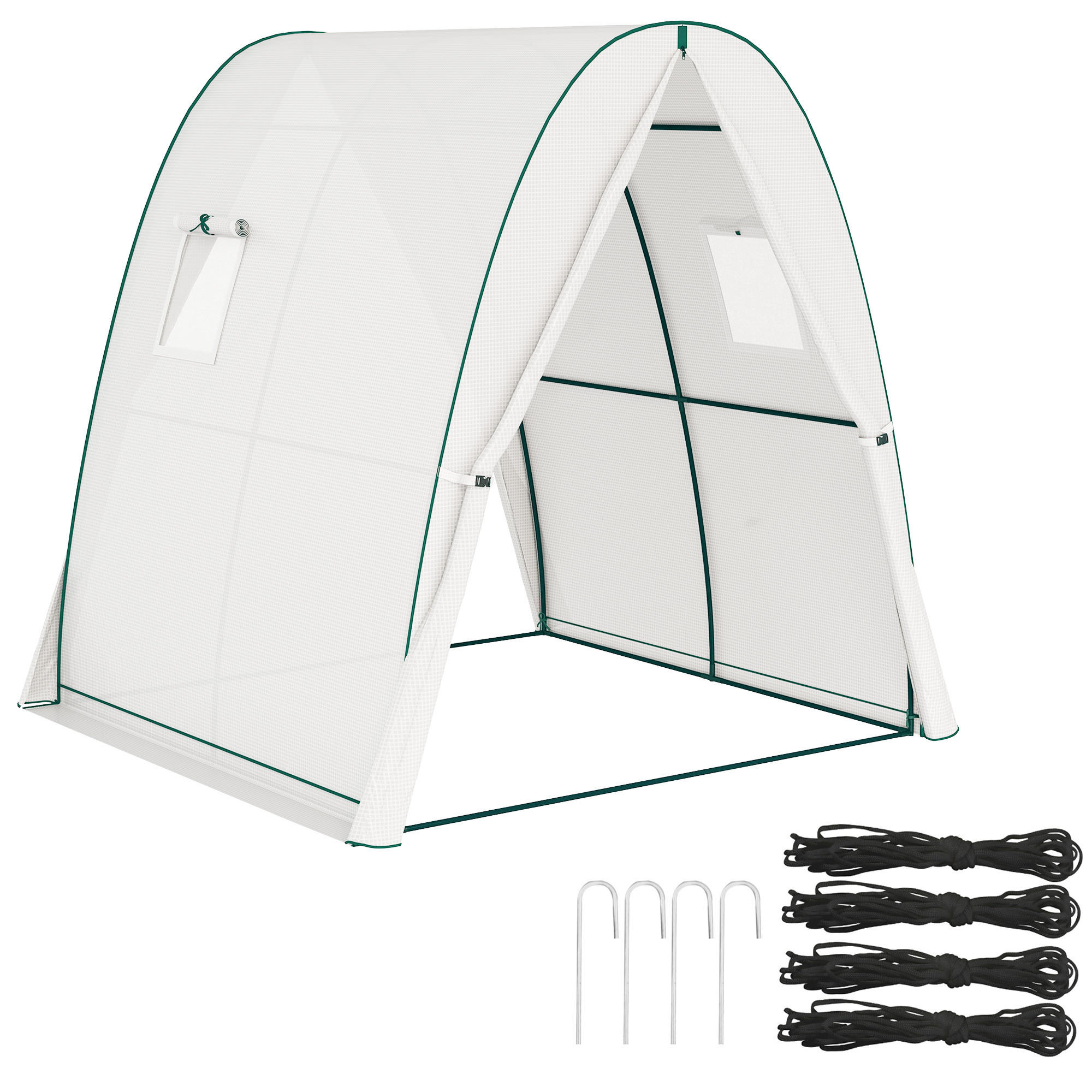 GEWÄCHSHAUS, 180L x 180B x 200H cm - Weiß, Kunststoff/Metall (180/200/180cm) - Outsunny
