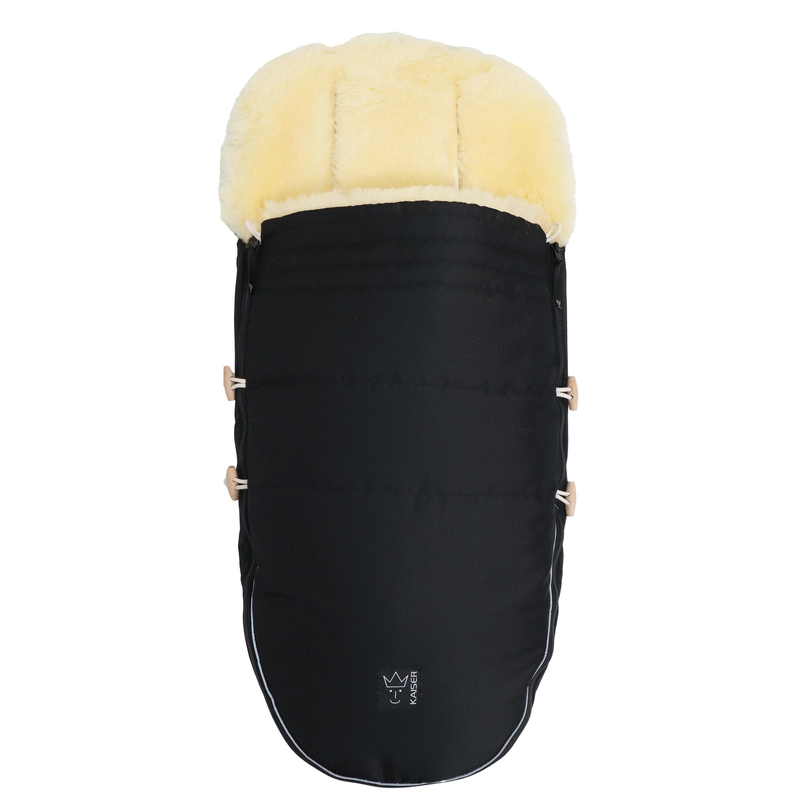 LAMMFELL-FUSSSACK Love the Nature, black - Schwarz, Fell (44/95cm) - Kaiserbaby
