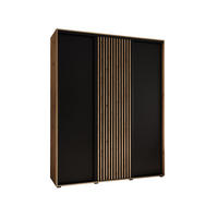 SCHWEBETÜRENSCHRANK 205,2/200/60 3-türig - Schwarz/Eiche Artisan, Holz/Metall (200/205.2/60cm) - Abiks Möbel