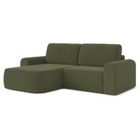 ECKSOFA L Form Otterton Olivgrün 250/180/95 cm Links mit Schlaffunktion - Schwarz/Grün, Kunststoff/Textil (180/250cm) - AX Living