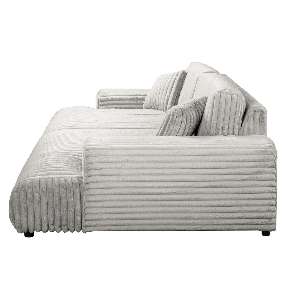 BIGSOFA - Silberfarben/Schwarz, Kunststoff/Textil (237/79/144cm) - home24