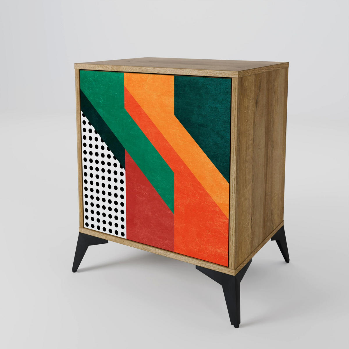 SIDEBOARD MAKESHIFT ARTISTRY, Eichefarben, 57,5x42x57,5 cm, Ohne Füße - Eichefarben/Multicolor, Holzwerkstoff (57.5/57.5/42cm) - SpaceRebels
