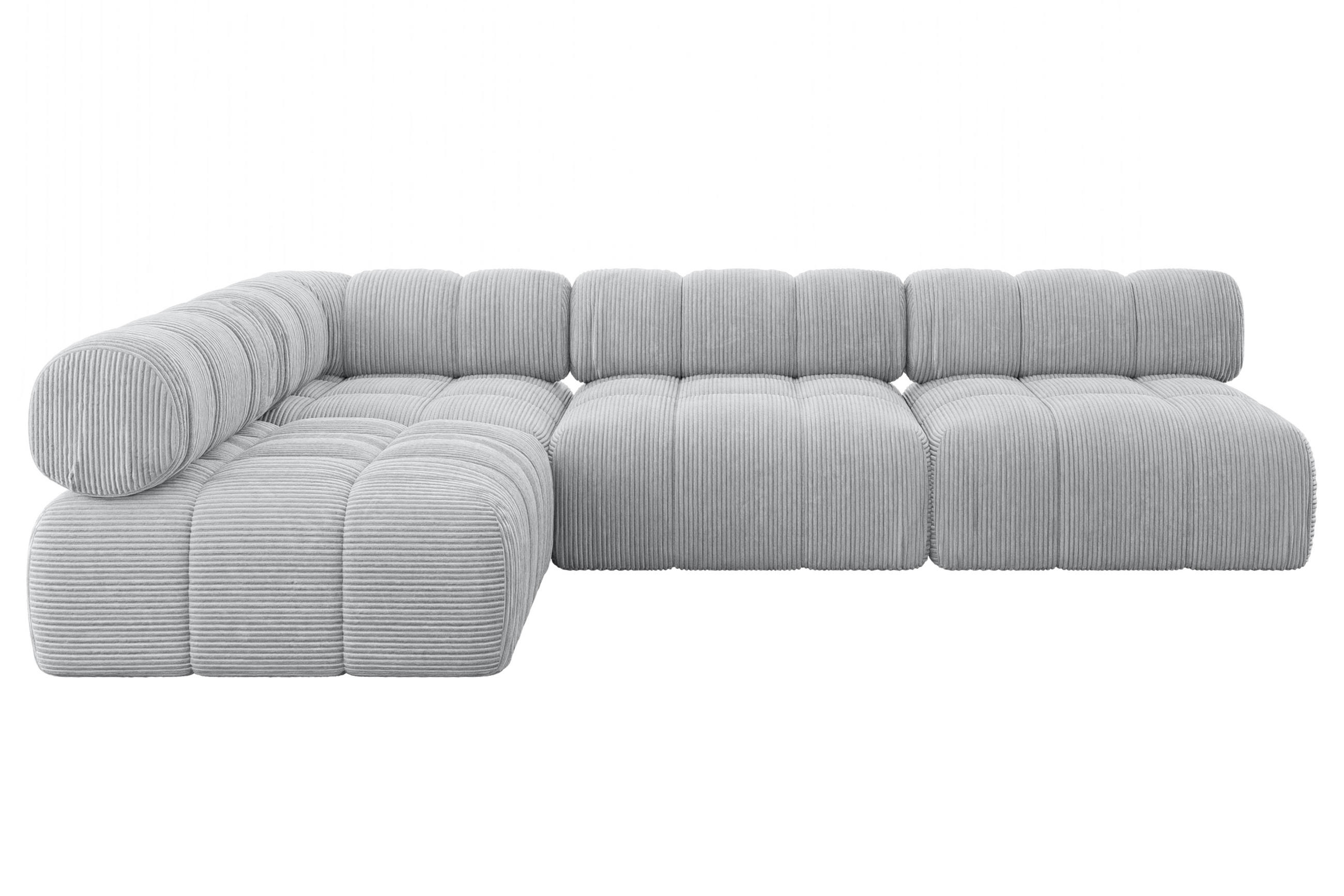 ECKSOFA modulares Sofa Samaro-L2 - 285x190x70 cm Grau Cord - Grau, Holzwerkstoff/Textil (285/190cm) - ALTDECOR