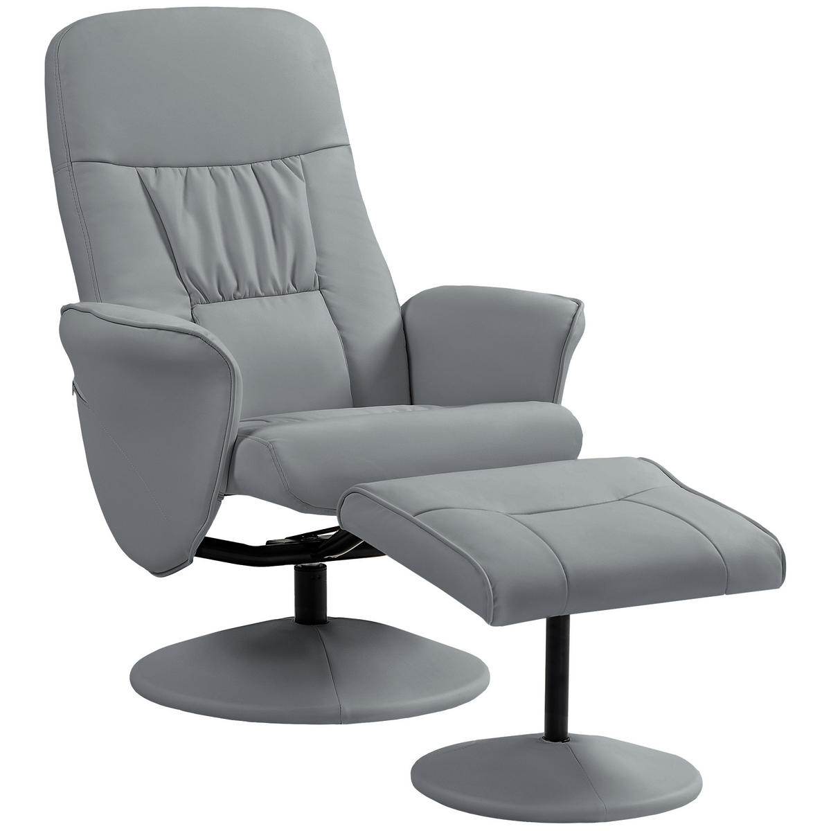 RELAXSESSEL-SET DE-07553 mit Fußhocker, neigbar und 360° drehbar Hellgrau - Hellgrau, Metall (76/101/81cm) - ComfortXL