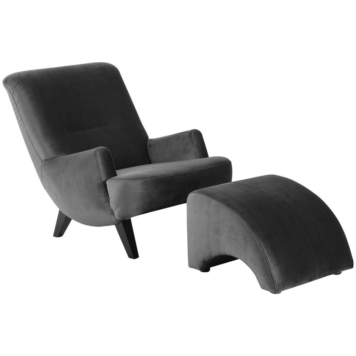 SESSEL Kajsa 71x80x101 Bezug Samtvelours Buche schwarz/anthrazit - Anthrazit/Schwarz, Kunststoff (101/80/71cm) - 58aufmkessel