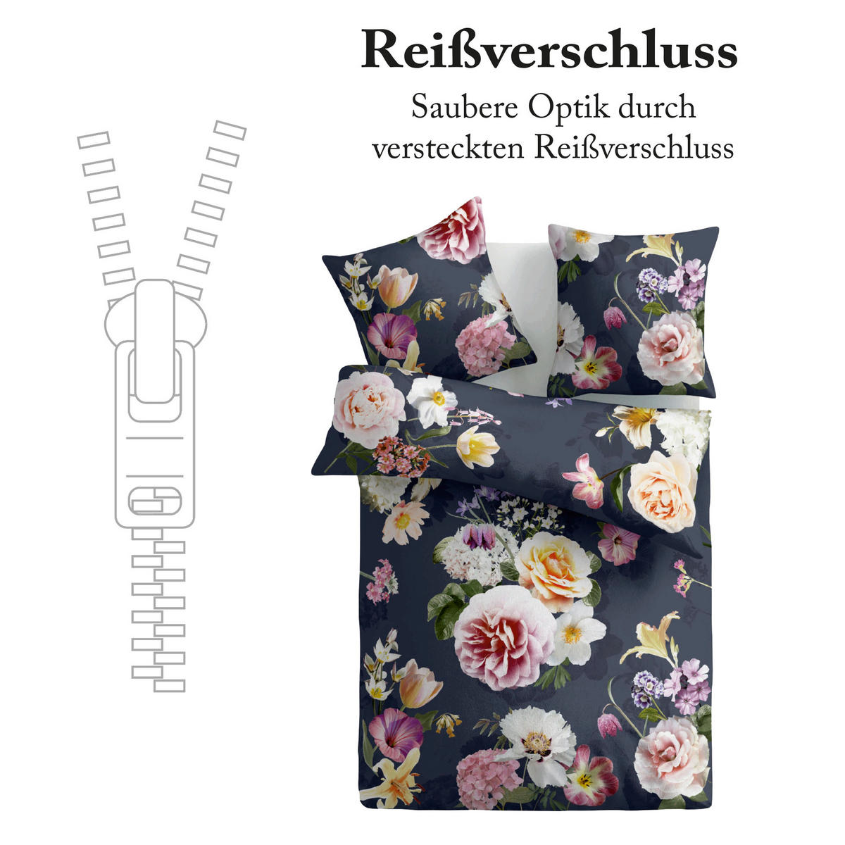 BETTWÄSCHE - Renforce Flower Blue 135x200cm - Multicolor, Naturmaterialien (135/200cm) - Bestlivings
