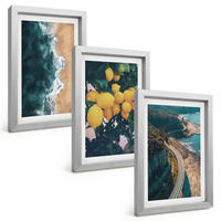 BILDER SET 3er Set - 20x30 cm Silberner Rahmen - Meerstrand Zitronen Berge - Silberfarben, Kunststoff (20/30cm) - TULUP