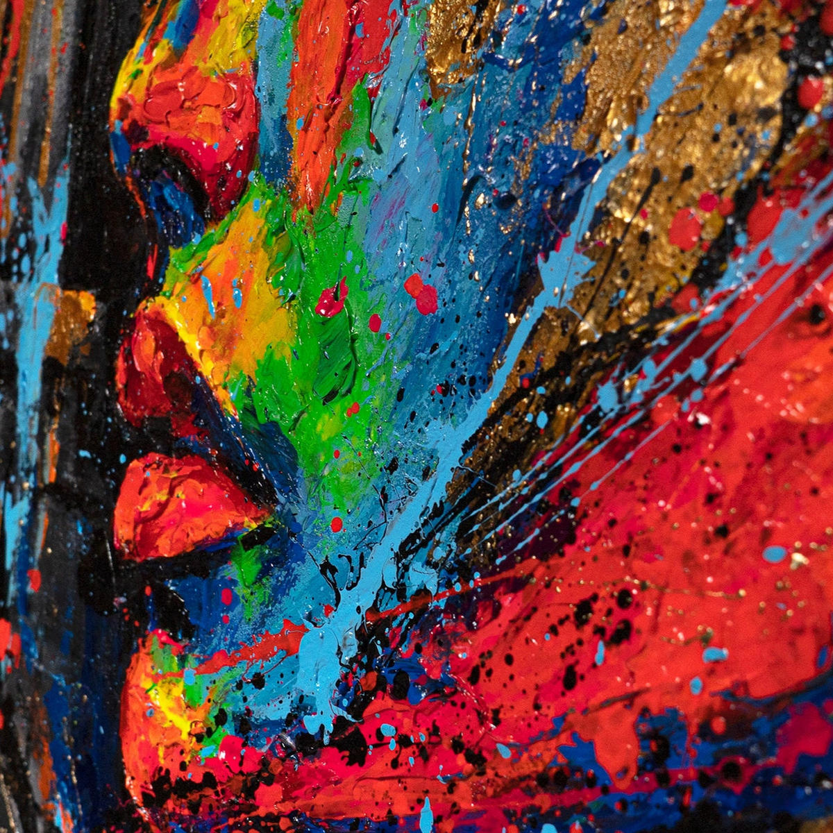 GEMÄLDE Muse der Stadt Schattenfugenrahmen Gold 140x100 cm - Goldfarben, Holz (140/100cm) - YS-art gallery
