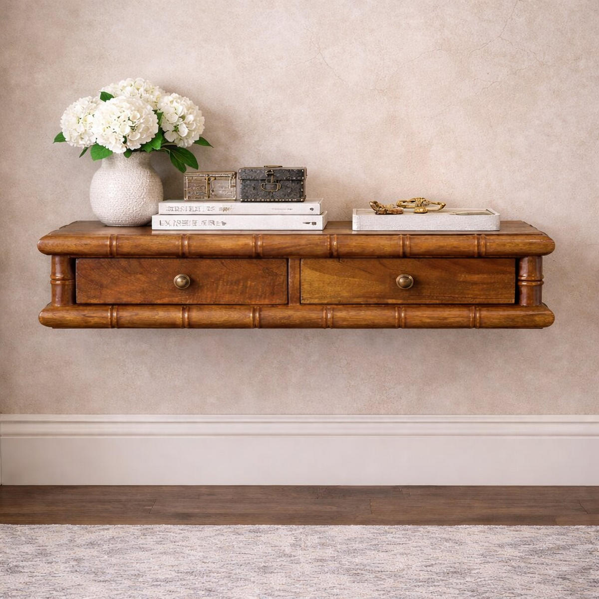 KONSOLE Mit Amber Oak Finish, 2 Schubladen - Braun, Holz (80/18/32cm) - Artisan Furniture