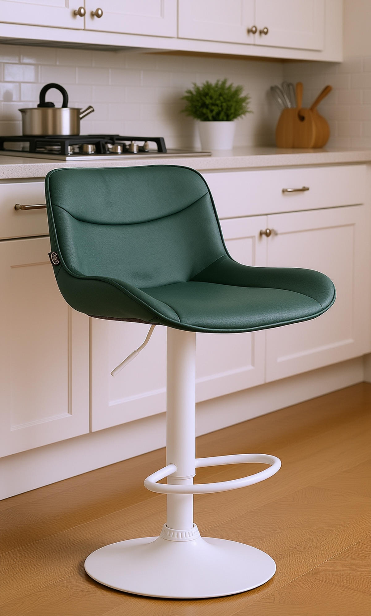 BARHOCKER Vulcano Samt weiß grün - Weiß/Grün, Textil/Metall (49/106/51cm) - TPFLiving
