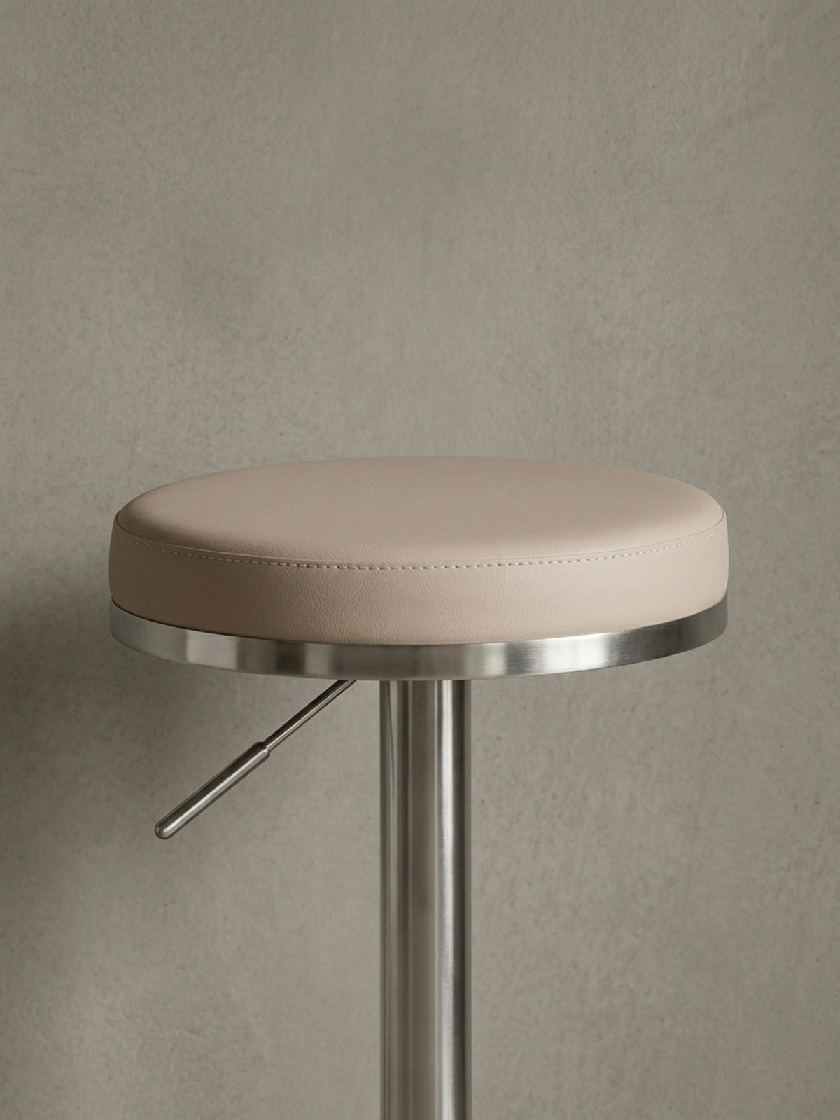 BARHOCKER Höhenverstellbar Gepolstert Triangel-Fußablage ELBE, Beige 38x38x82 cm - Beige/Silberfarben, Kunststoff/Textil (38/82/38cm) - KADIMA DESIGN