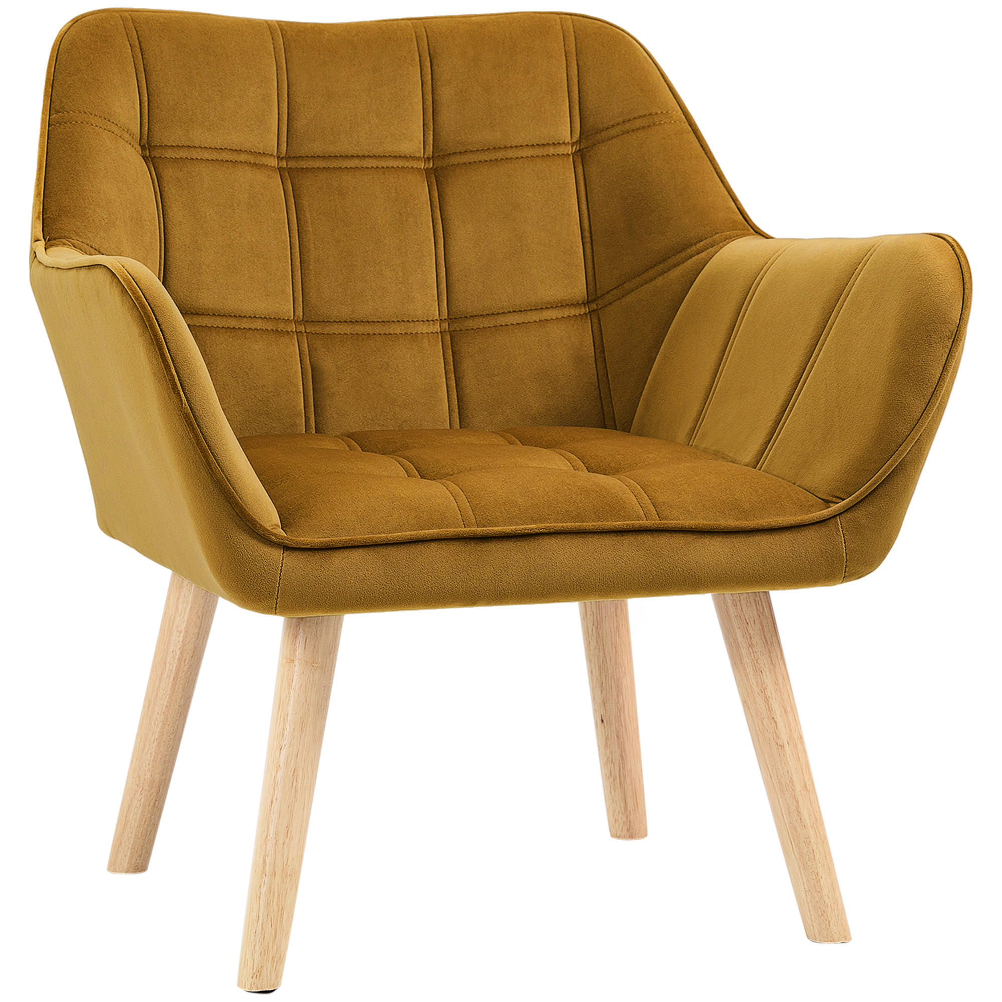 POLSTERSESSEL, Skandi Design, bis 120 kg, Kautschukholzbeine - Currygelb/Gelb, Textil (61.5/71/67cm) - HOMCOM