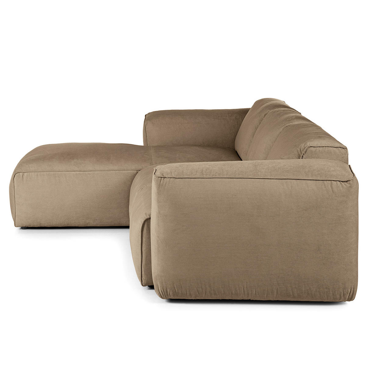 3-SITZER ECKSOFA mit Longchair - Taupe/Schwarz, Kunststoff/Textil (251/173cm) - home24