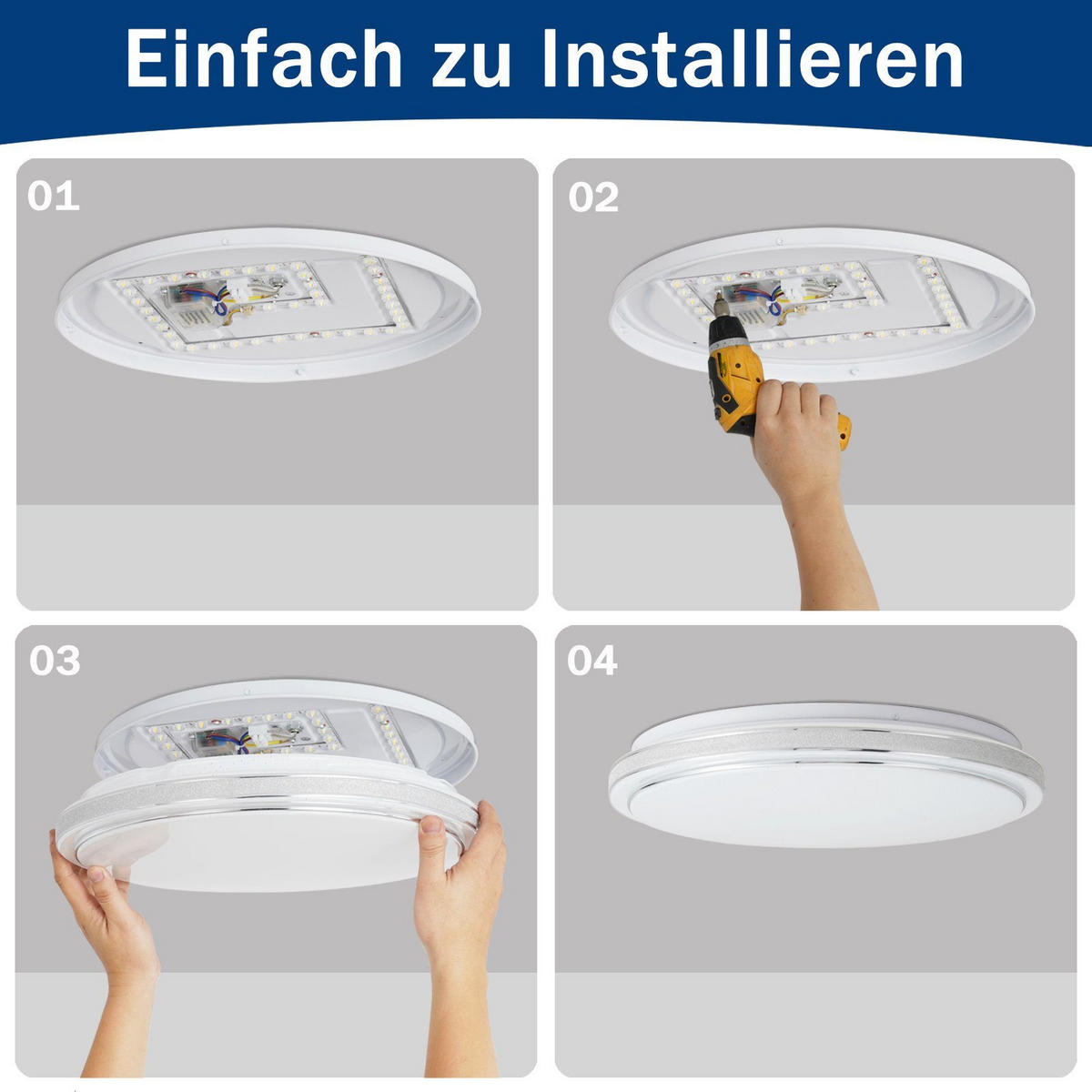 LED-DECKENLEUCHTE Zwillingsring 27/27/6 cm - Silberfarben, Kunststoff (27/27/6cm) - Nettlife