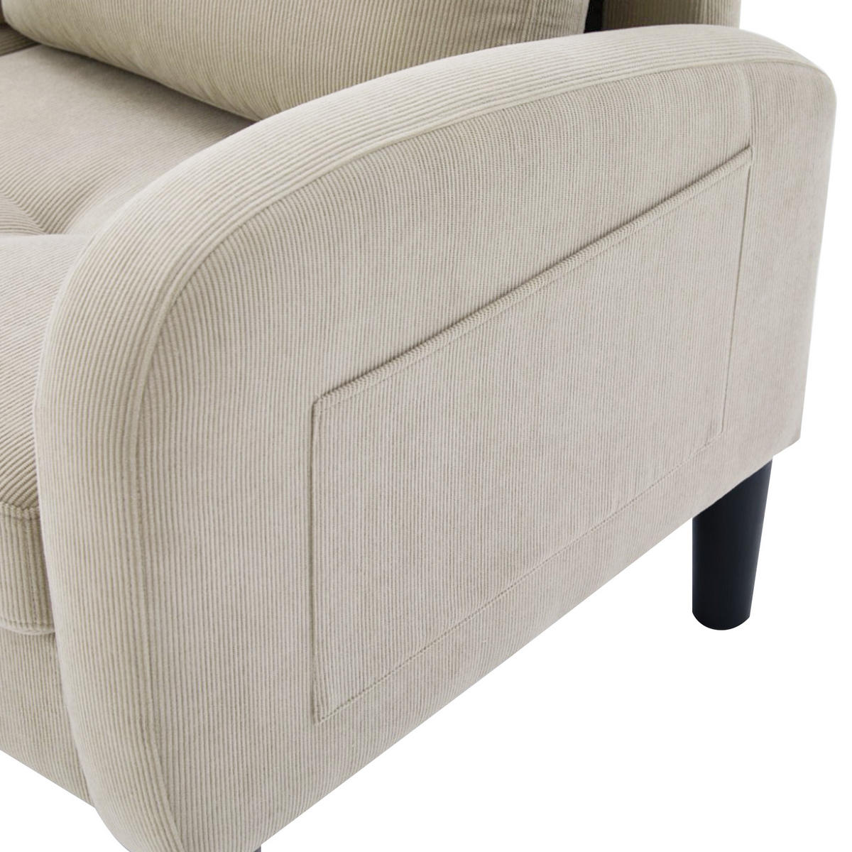 3-SITZER ECKSOFA Cord Braungrau mit Chaiselongue - Hellbraun, Holzwerkstoff/Kunststoff (166/118cm) - WISHDOR