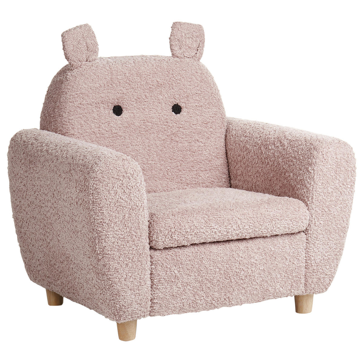 KINDERSESSEL Nilpferd Bouclé Pastellrosa Maribo - Pink, Textil (61/59/44cm) - Beliani