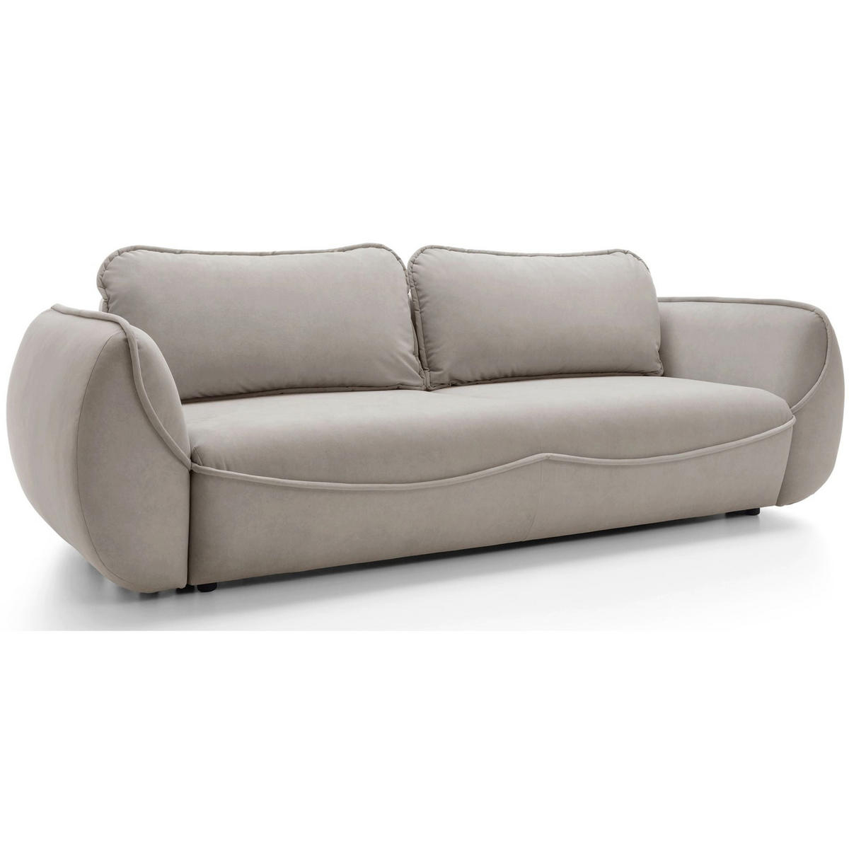 3-SITZER SOFA Cutie Beige Easy-Clean-Velours - Beige/Schwarz, Textil (257/90/114cm) - Selsey