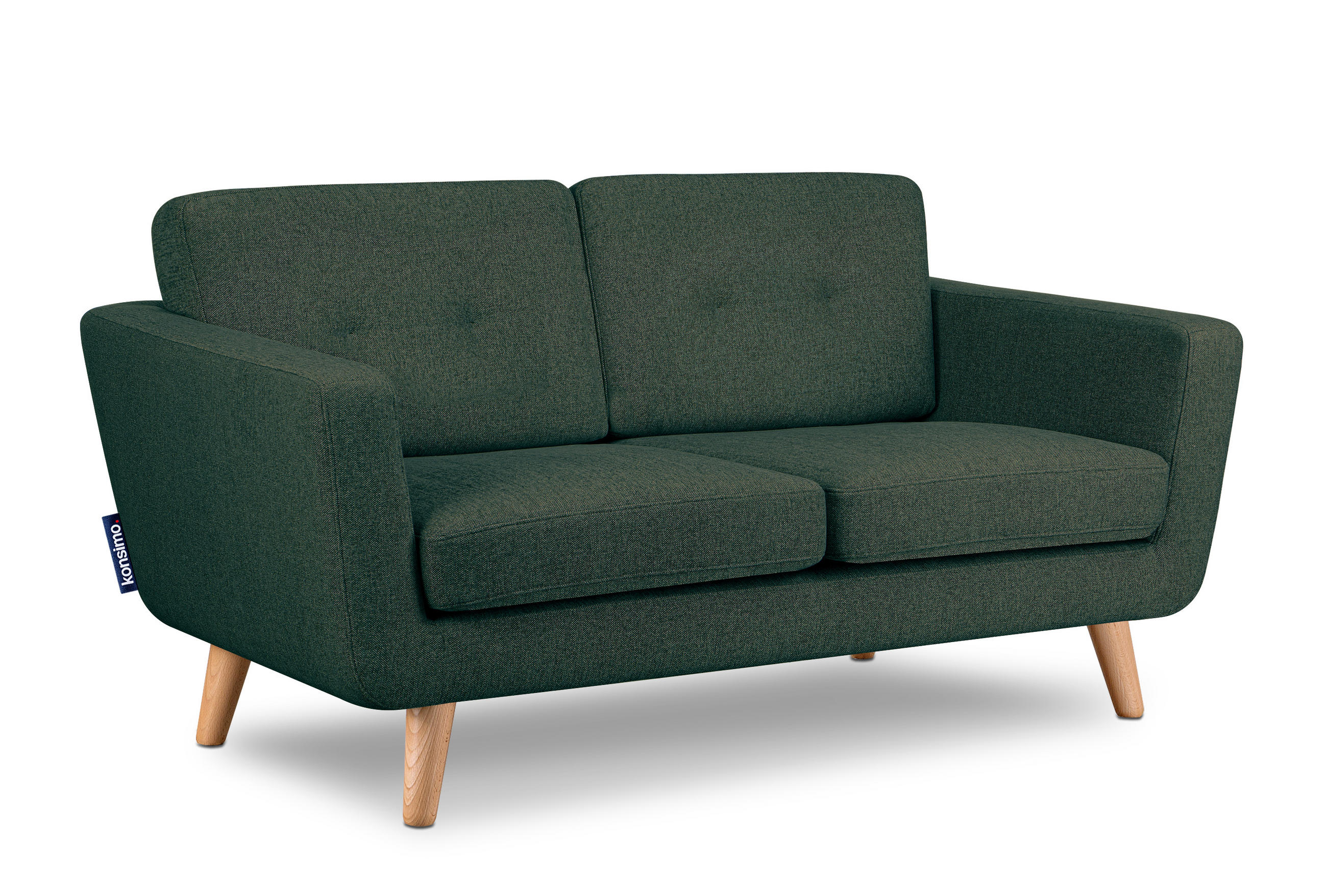 2-SITZER-SOFA TAGIO II mit Armlehnen, Marineblau/Braun - Blau/Braun, Textil (88/80/153cm) - KONSIMO®