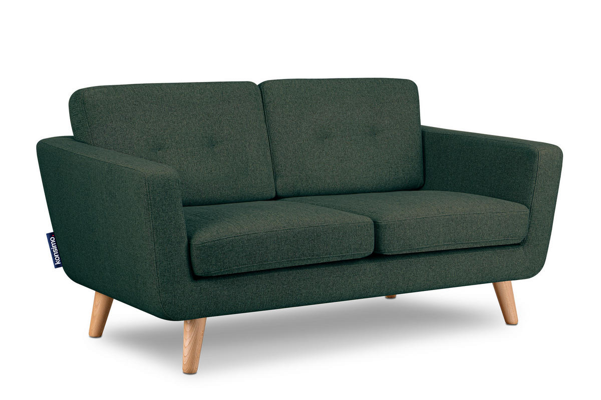 2-SITZER-SOFA TAGIO II mit Armlehnen, Marineblau/Braun - Blau/Braun, Textil (88/80/153cm) - KONSIMO®