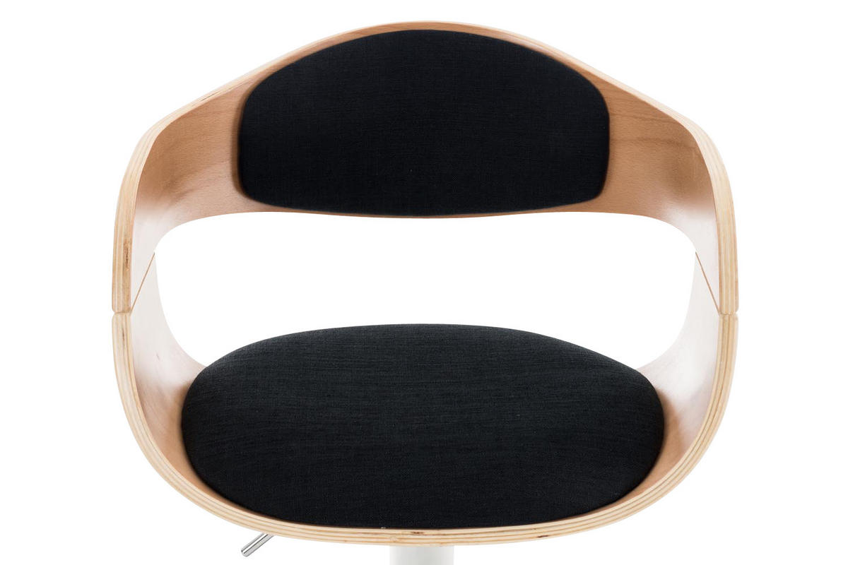 BARHOCKER Stoff natura/schwarz - Eukalyptusholzfarben/Schwarz, Textil/Metall (50/88/48cm) - CLP