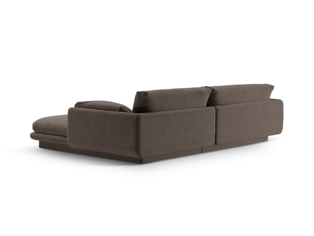 ECKSOFA links Torino aus Samt ebenholz 4 Sitzplätze - Graubraun, Textil (170/250cm) - Micadoni