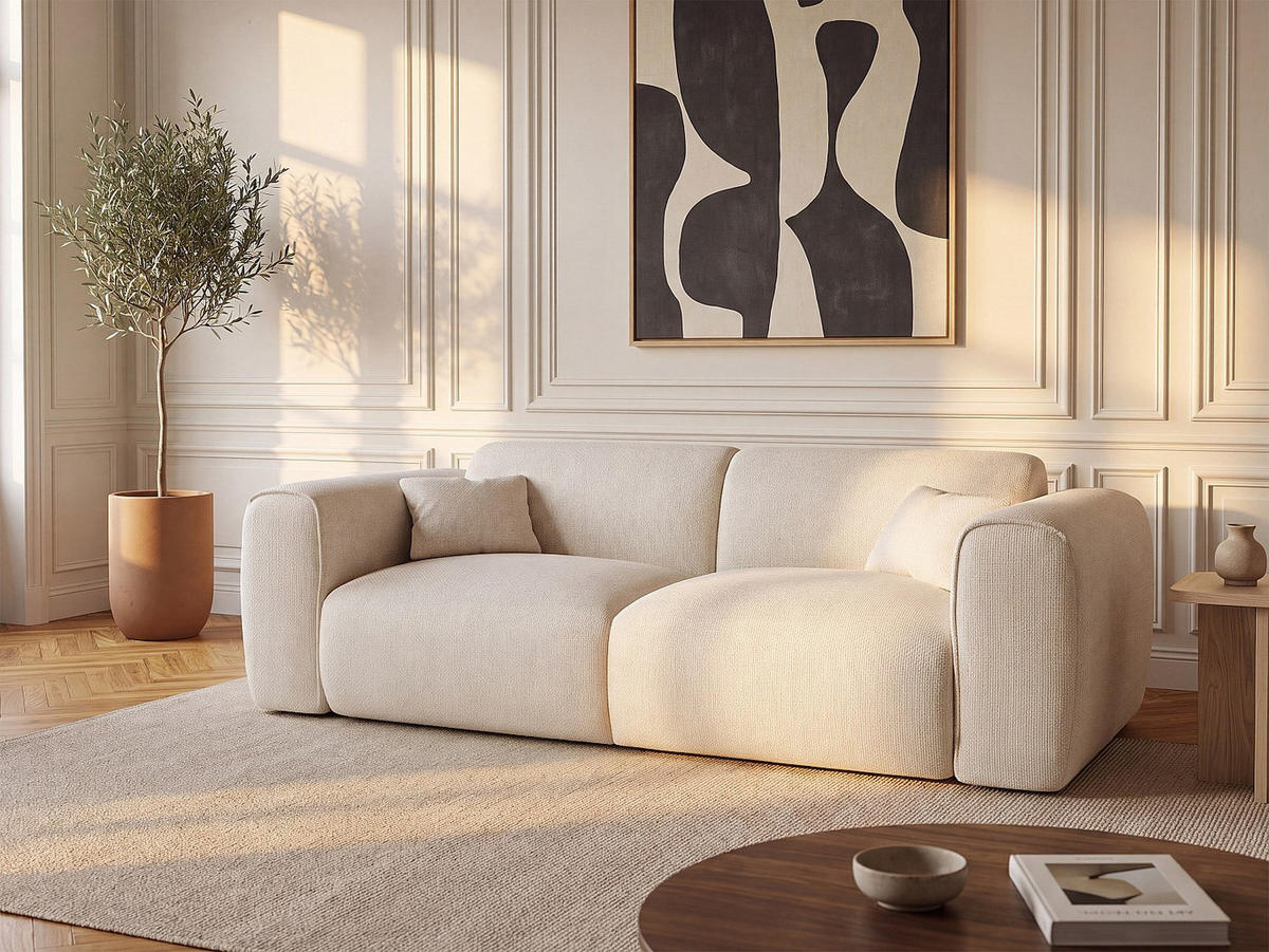 SCHLAFSOFA - 3 Personen - stoff - beige Pognia - Beige, Textil (216/73/100cm) - Vente-Unique