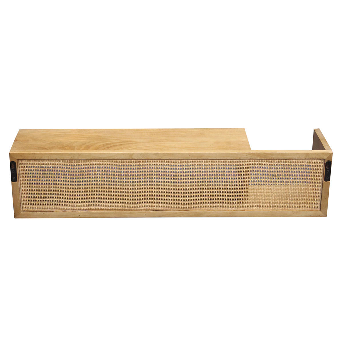 WANDREGAL Massives Mangoholz Rattan-Rohrgeflecht B90 cm ACANGE - Eiche Bianco, Holz (20/20/90cm) - Miliboo