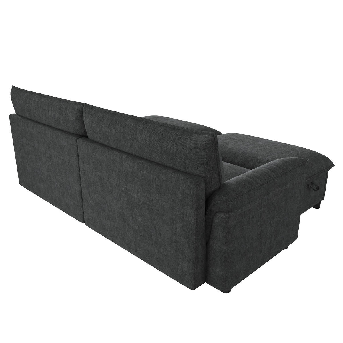 2-SITZER-SOFA mit 2 Aufbewahrungs-Ottomane 216/142/82 cm Schwarz - Schwarz, Textil (77/82/216cm) - Oxeza